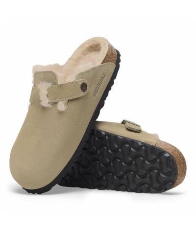 Zueco Birkenstock boston shearling taupe 1028299